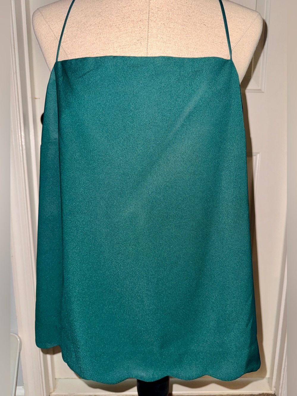 JCrew dark green scalloped tank top sz 16